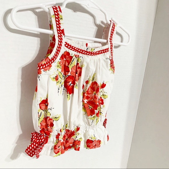 Janie and Jack Camellia Fully Lined 100% Cotton Floral Pattern Sleeveless Blouse - Picture 3 of 12